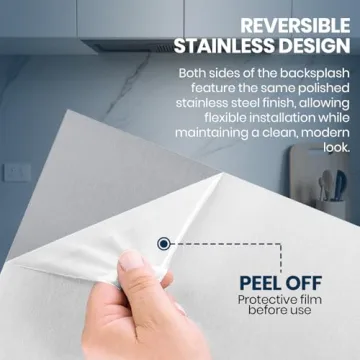 CALPALMY Stainless Steel 30"x18" Kitchen Backsplash Panel