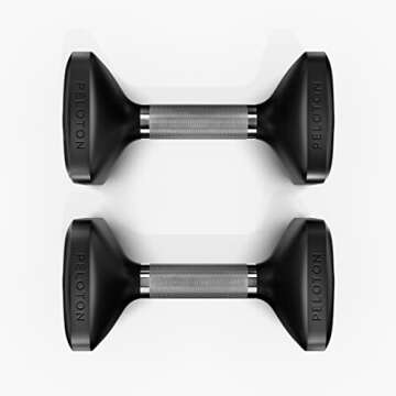 Peloton Dumbbells | Ergonomically Designed Pair of Cast Iron Weights With Urethane Coating and Nonslip Grip, Available in Set of Two - 5 lb, black