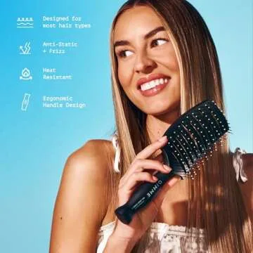Gimme Beauty - Vented Hair Brush - Damage-Free Detangling Hair Brush with Ergonomic Handle, Hair Static Control & Heat Resistant Nylon Bristles - Wet and Dry Hair Brush for Quick Drying + Styling