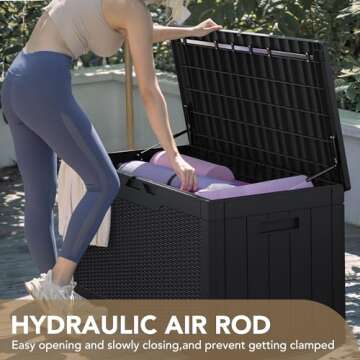 Devoko 100 Gallon Waterproof Large Resin Deck Box Indoor Outdoor Lockable Storage Container for Pati...