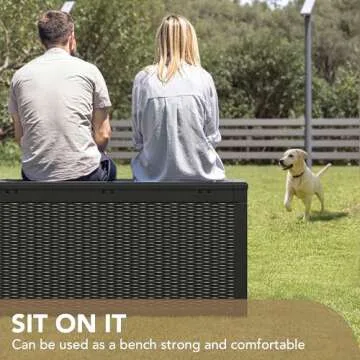 Devoko 100 Gallon Waterproof Large Resin Deck Box Indoor Outdoor Lockable Storage Container for Patio Furniture Cushions Garden Tools (100 Gallon, Black)