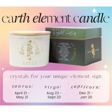 Taurus Virgo Capricorn Gifts for Women - 12oz Crystals and Healing Stones, Healing Crystal Candles f...