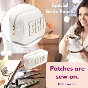 Elegant White Nylon Bride Makeup Bag for Travel Essentials