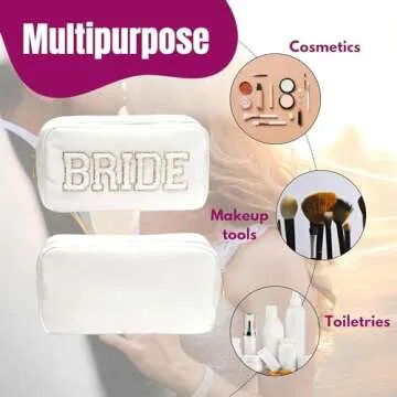 Elegant White Nylon Bride Makeup Bag for Travel Essentials