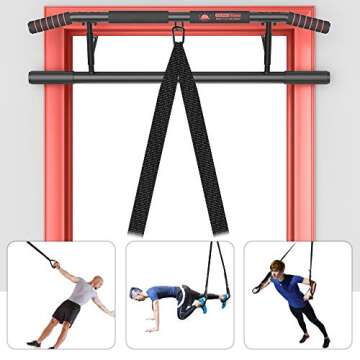 Docilaso Pull Up Bar for Doorway, Heavy Duty Chin Up Bar with Ergonomic Grip for Multiple Home Gym -...