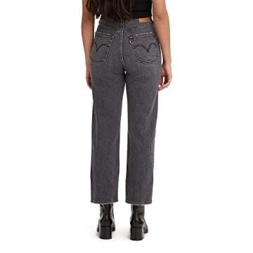 Levi's Women's Premium Ribcage Straight Ankle Jeans, Black Worn in, 28