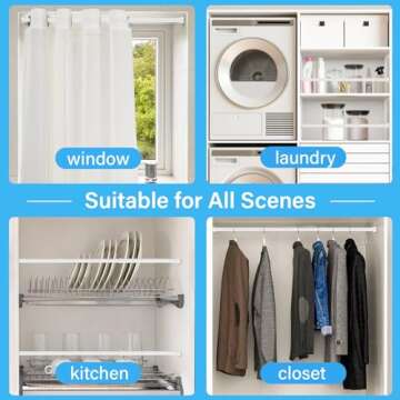 1pack Spring Tension Rods 18-36 Inch Adjustable White Tension Rod Spring Curtain Rod Extendable Short Curtain Rod Spring Loaded Curtain Rods Tension Rod for Curtains,Closet,Kitchen