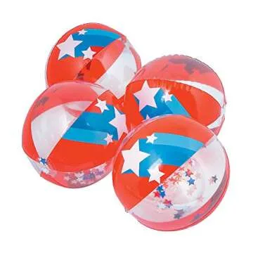 Fun Express - Patriotic Confetti Beach Ball for Fourth of July - Toys - Inflates - Beach Balls - Fou...