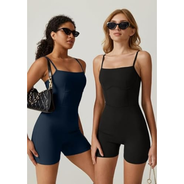 QINSEN Women's Spaghetti Strap Bodycon Romper for Summer