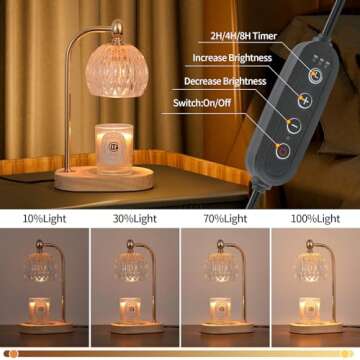 MEIXISUE Candle Warming Light,Fragrance Electric Melt Wax Warmer Candle Lamp Timer and Dimmer House Warming Bedroom Decor with 2 Bulbs for Women Gifts Candle Jars Living Room