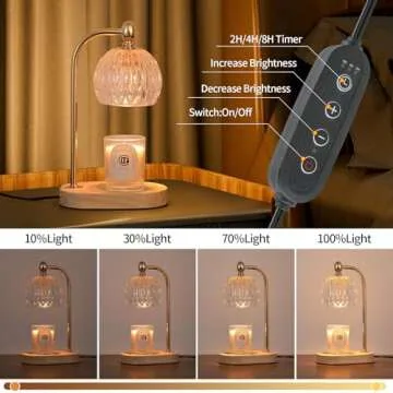 MEIXISUE Candle Warming Light,Fragrance Electric Melt Wax Warmer Candle Lamp Timer and Dimmer House Warming Bedroom Decor with 2 Bulbs for Women Gifts Candle Jars Living Room