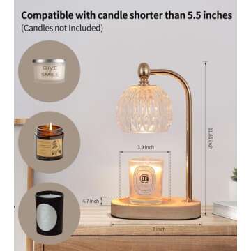 MEIXISUE Candle Warming Light,Fragrance Electric Melt Wax Warmer Candle Lamp Timer and Dimmer House Warming Bedroom Decor with 2 Bulbs for Women Gifts Candle Jars Living Room