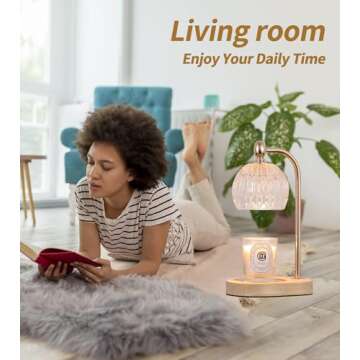 MEIXISUE Candle Warming Light,Fragrance Electric Melt Wax Warmer Candle Lamp Timer and Dimmer House Warming Bedroom Decor with 2 Bulbs for Women Gifts Candle Jars Living Room