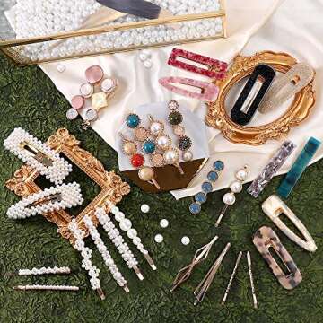 24 Pcs Hair Clips - Cehomi Fashion Korean Style Pearls Hair Clips Barrettes Sweet Artificial Macaron...