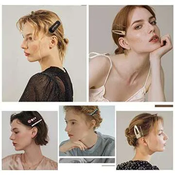 24 Pcs Hair Clips - Cehomi Fashion Korean Style Pearls Hair Clips Barrettes Sweet Artificial Macaron Acrylic Resin Hairpins for Women,Ladies and Girls Headwear Styling Tools Hair Accessories