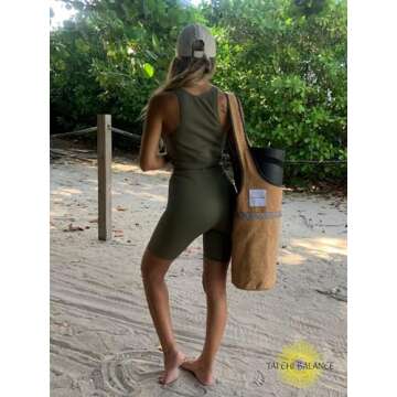 Cork Yoga bag; yoga bags and carriers for women; yoga accessories for women; gym bag for women with yoga mat holder; yoga strap for mat; bag for yoga mat; yoga matts for women; yoga mat women