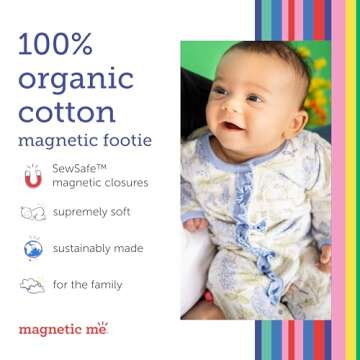 Magnetic Me Footie Pajamas 100% Organic Cotton Baby Girls Sleepwear Quick Magnetic Fastener Sleeper ...