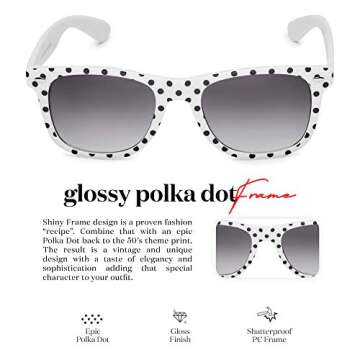 Retro Rewind Vintage Polka Dot Sunglasses for Women