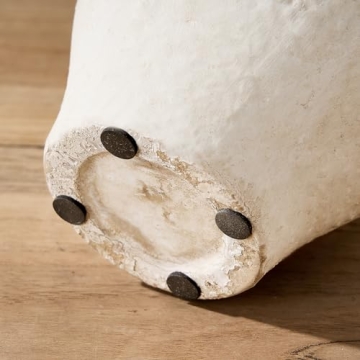 LUKA Ceramic Rustic Farmhouse Vase,8.25 inch Terracotta Vase with Handle,Neutral Clay Pot Vases Decorative Vase for Living Room,Table,Shelf Decor(Off-White,M)