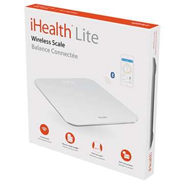 iHealth Lite Wireless Smart Scale for Apple and Android with Step-On Technology, 400 Pounds, Smart Weight & BMI Bluetooth Digital Scale with Smartphone App-Measures Weight & BMI for 20 Users, White (HS4S)