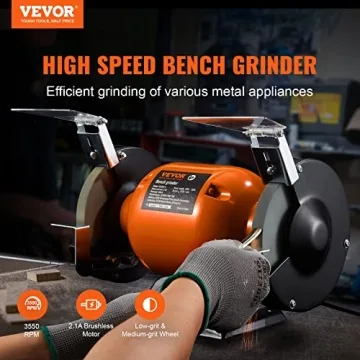 VEVOR 6 Inch Bench Grinder with 2.1A Motor and Grinding Wheels