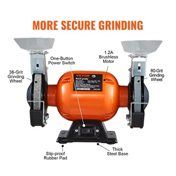 VEVOR 6 Inch Bench Grinder with 2.1A Motor and Grinding Wheels