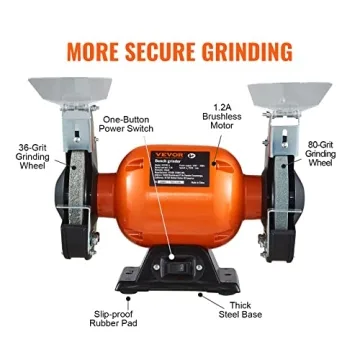 VEVOR 6 Inch Bench Grinder with 2.1A Motor and Grinding Wheels