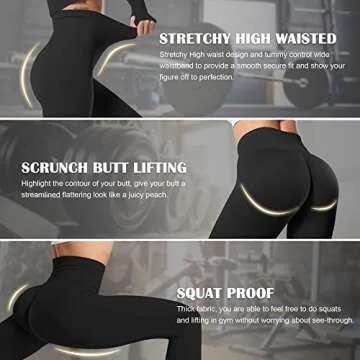 MOHUACHI Women Scrunch Butt Lifting Leggings Seamless High Waisted Workout Yoga Pants Gym Booty Tights (Scrunch Butt Black, Medium)