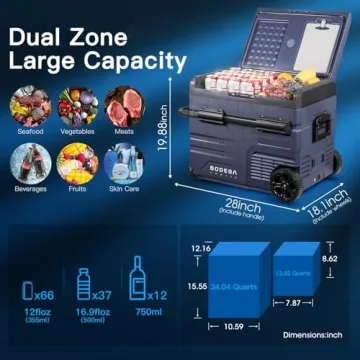 BODEGACOOLER 12 Volt Car Refrigerator, Dual Zone WiFi Control