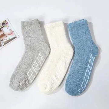 Zando Fuzzy Socks for Women Non Slip Slipper Socks Cozy Fluffy Socks Winter Grip Socks Non Skid Sock...