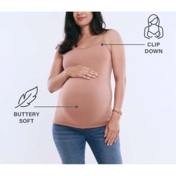 Motherhood Maternity Women's Clip Down Nursing Tank Top Cami with Adjustable Straps for Breastfeeding, Black, Extra Large