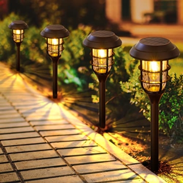 LETMY Solar Pathway Lights Outdoor, 8 Pack Bright Solar Lights Outdoor, IP65 Waterproof Auto On/Off ...