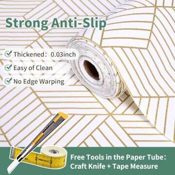 Shelf Liners for Kitchen Cabinets 12in x 20FT, Non Adhesive Cabinet Liner Strong Non-Slip Thickened ...