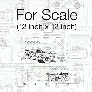 RoomMates RMK11804WP Disney and Pixar Cars Schematic Peel and Stick Wallpaper, Grey/White