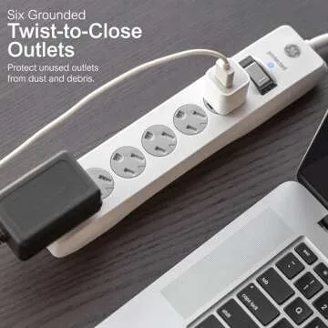 GE 6-Outlet Surge Protector with 4 Ft Cord and Safety Covers