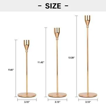 lobolighting Rose Gold Candlestick Holder Set of 3 Taper Candle Holder Centerpieces Decoration for Wedding Dinning Party