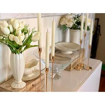 lobolighting Rose Gold Candlestick Holder Set of 3 Taper Candle Holder Centerpieces Decoration for Wedding Dinning Party