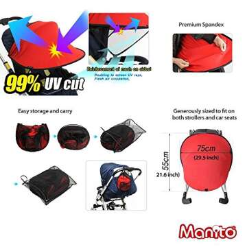 Manito UPF 50+ Sun Shade for Strollers & Car Seats