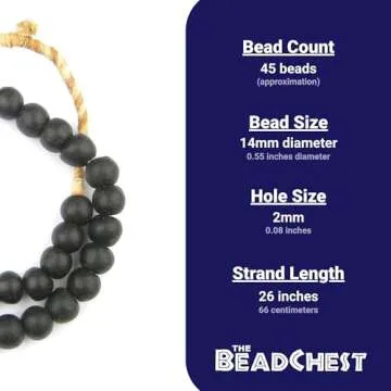 African Recycled Glass Beads Handmade in Ghana 14mm Strand