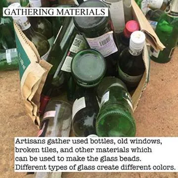 African Recycled Glass Beads Handmade in Ghana 14mm Strand