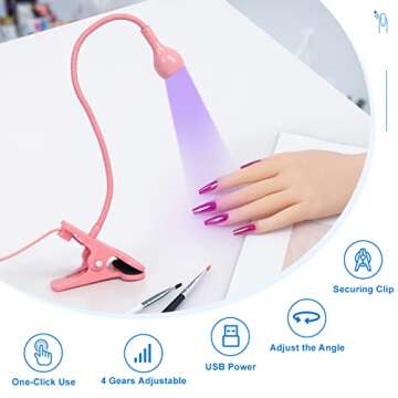 krofaue UV Nail Polish Curing Lamps, Gel UV Gooseneck Nail Lamp 3W 5V Gel Nail Polish UV Light with ...