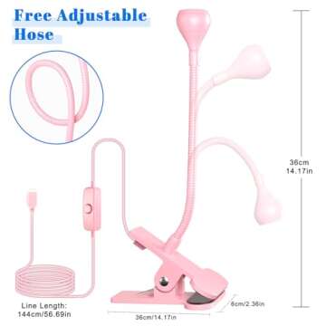 krofaue UV Nail Polish Curing Lamps, Gel UV Gooseneck Nail Lamp 3W 5V Gel Nail Polish UV Light with 4 Levels Setting Lamp Clip Professional Nail Dryer for Gel Polish Curing Nail Tips Art Tools