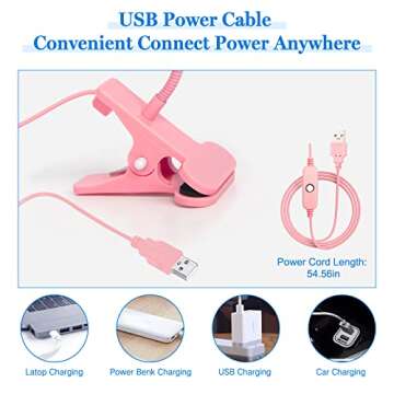 krofaue UV Nail Polish Curing Lamps, Gel UV Gooseneck Nail Lamp 3W 5V Gel Nail Polish UV Light with 4 Levels Setting Lamp Clip Professional Nail Dryer for Gel Polish Curing Nail Tips Art Tools