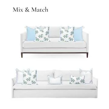 Hofdeco Premium Coastal Patio Indoor Outdoor Throw Pillow Cover Only, 20"x20" Water Repellent for Backyard, Couch, Baby Blue Print Hydrangea Flower