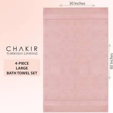 Chakir Turkish Linens 100% Cotton Premium Turkish Towels for Bathroom | 30'' x 60'' Large Bath Towels (4 Piece, Pink)