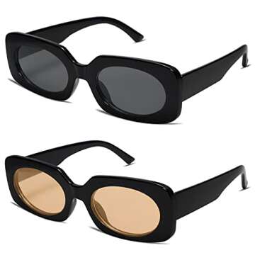 VANLINKER Rectangle Sunglasses for Women Retro Trendy Fashion Eyewear Narrow Thin Square Frame UV400...