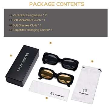 VANLINKER Retro Rectangle Sunglasses for Women