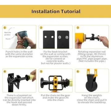 Goshoot 3 Roller Photography Backdrop Background Support Wall Mount Manual Pull Down System for Photo Studio with 6 Expand Bars + 3 Chains + 2 Tri-fold Hooks for Holding 3 Backdrops