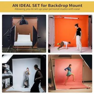 Goshoot 3 Roller Photography Backdrop Background Support Wall Mount Manual Pull Down System for Photo Studio with 6 Expand Bars + 3 Chains + 2 Tri-fold Hooks for Holding 3 Backdrops