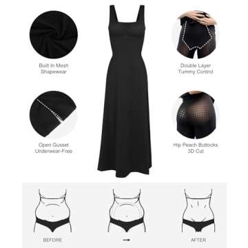 Popilush Elegant Maxi Dress with Built-in Shapewear